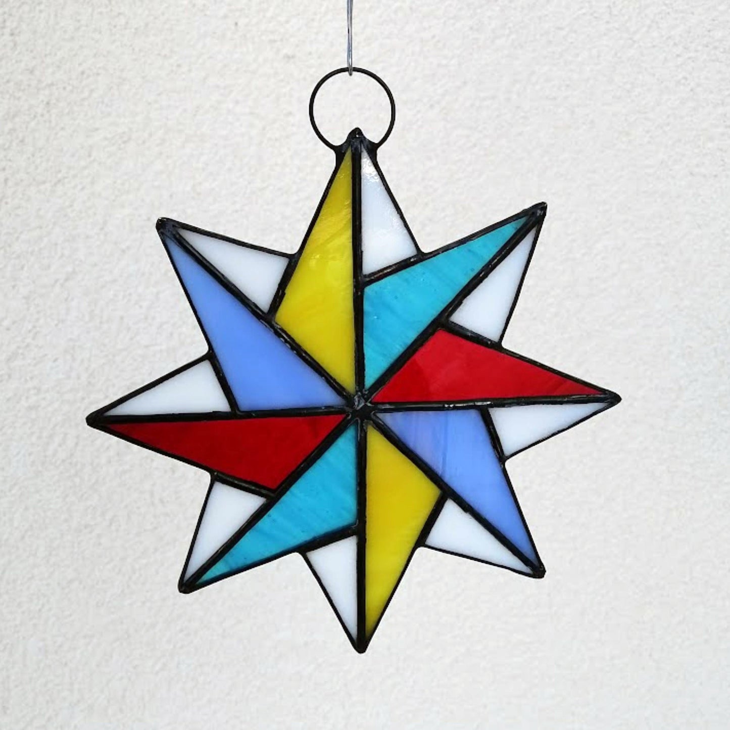 Whimsical 8 Pointed Star Stained Glass Suncatcher