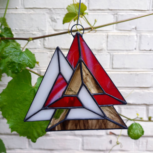 Modern Abstract Triangles Set Stained Glass Suncatcher