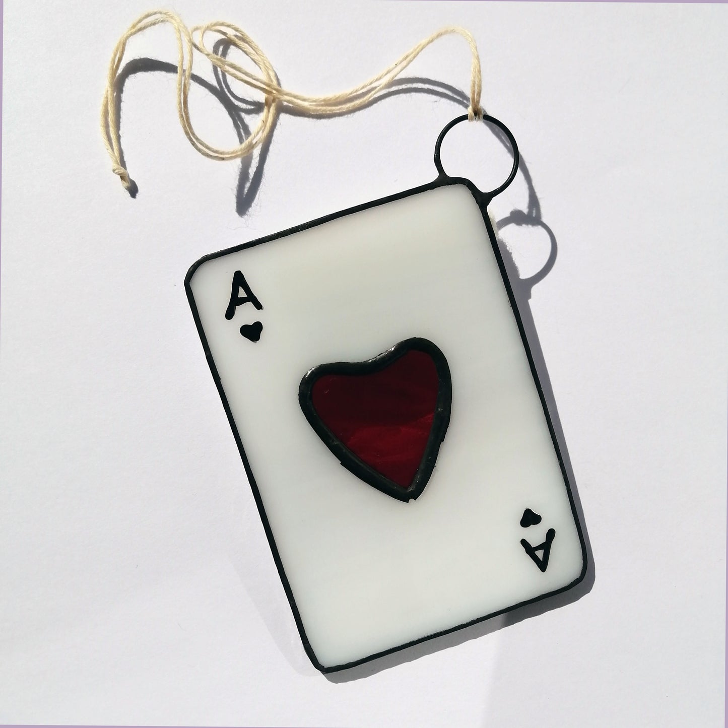 Ace of Hearts Playing Card Stained Glass Suncatcher