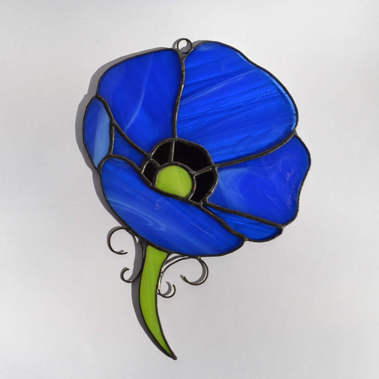 Blue Poppy Stained Glass Suncatcher