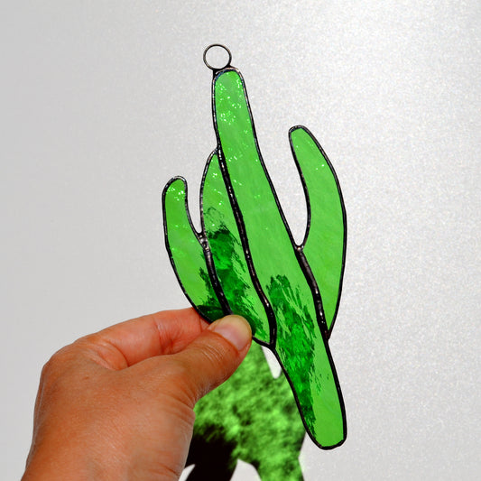Stained Glass Cactus Suncatcher