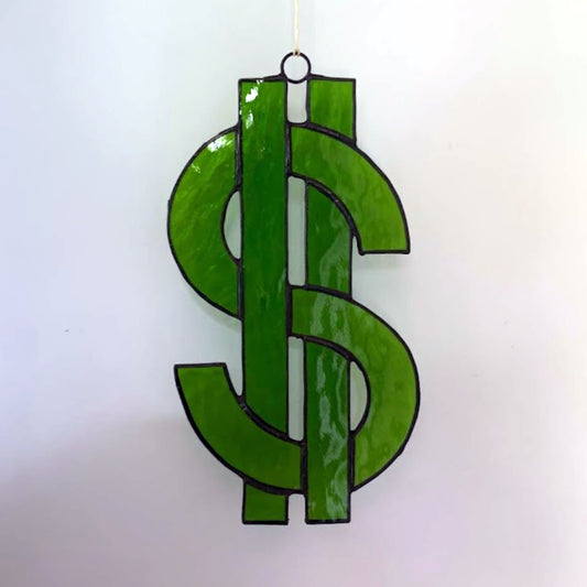 Dollar Sign Stained Glass Suncatcher