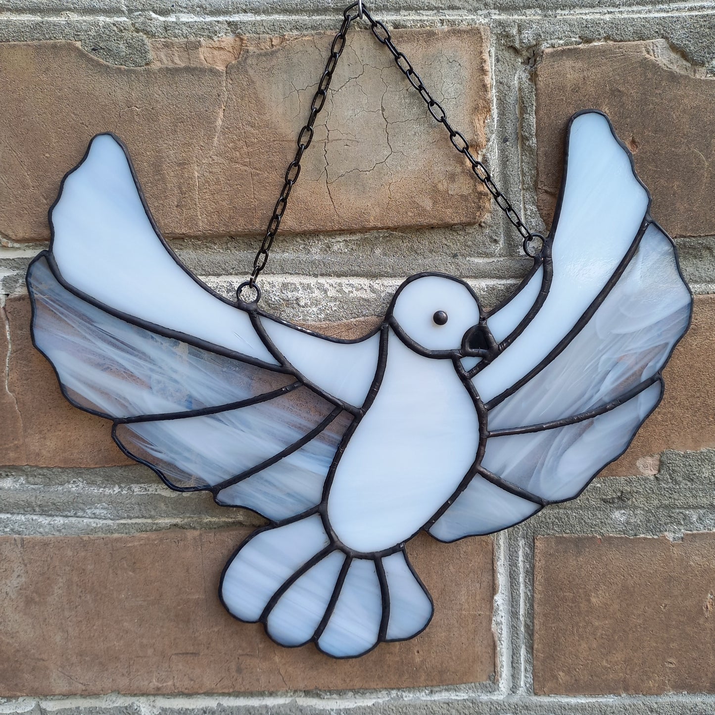 Flying White Dove Stained Glass Suncatcher