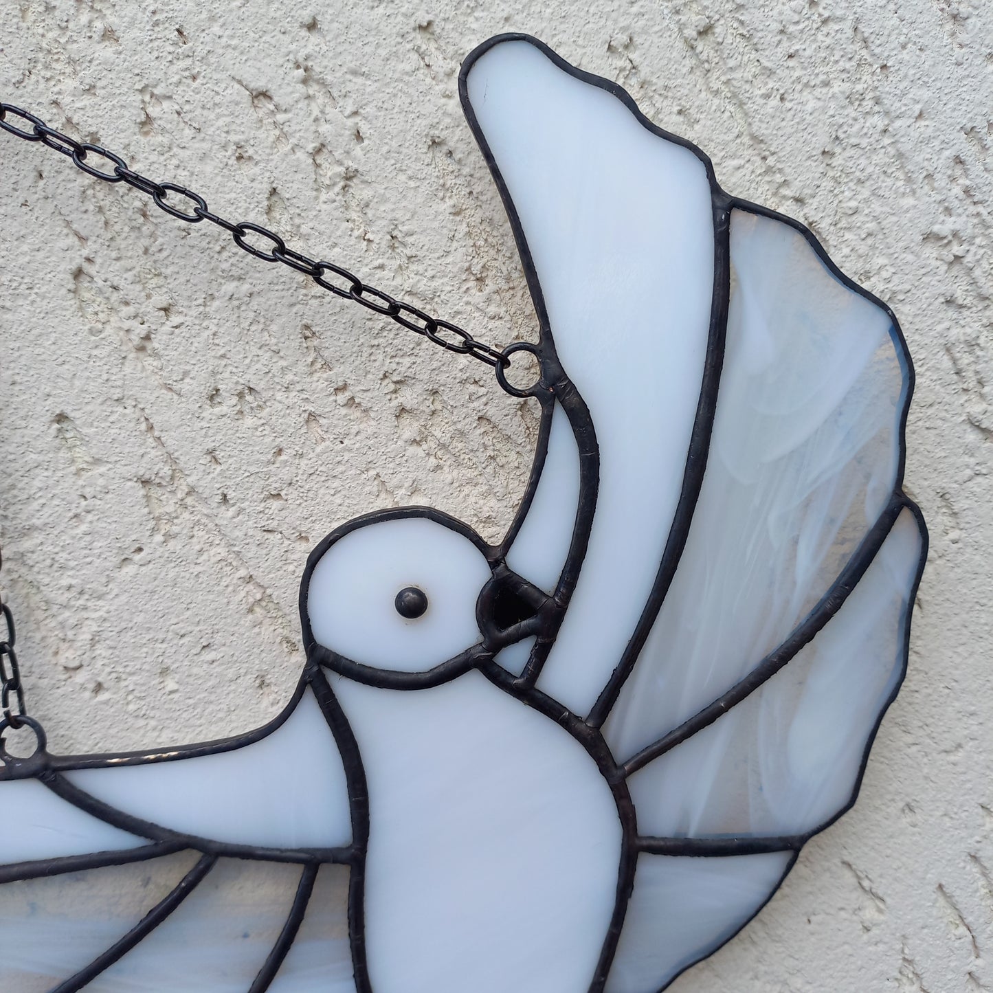Flying White Dove Stained Glass Suncatcher