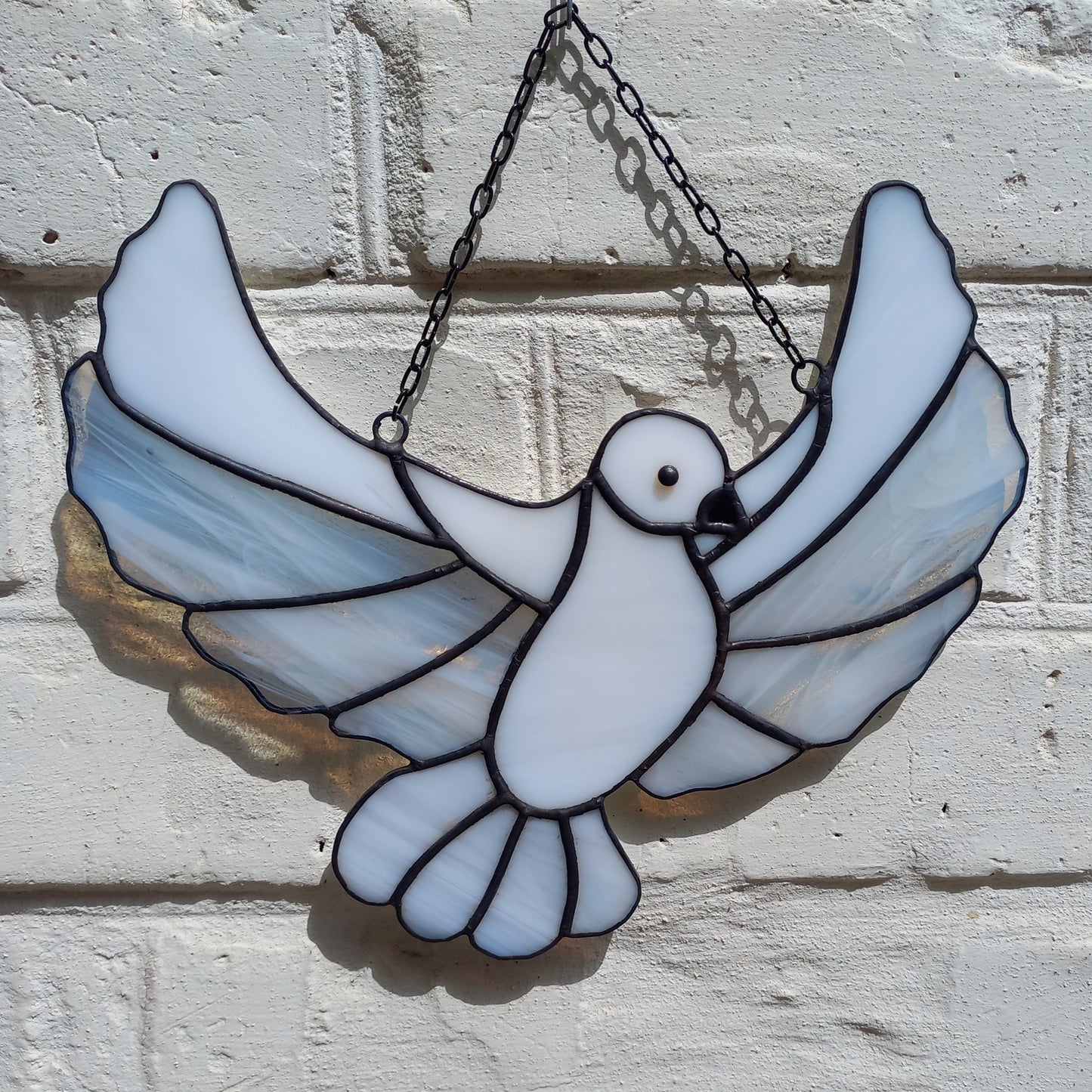Flying White Dove Stained Glass Suncatcher