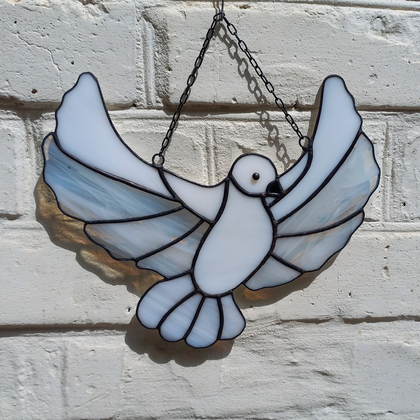 Flying White Dove Stained Glass Suncatcher
