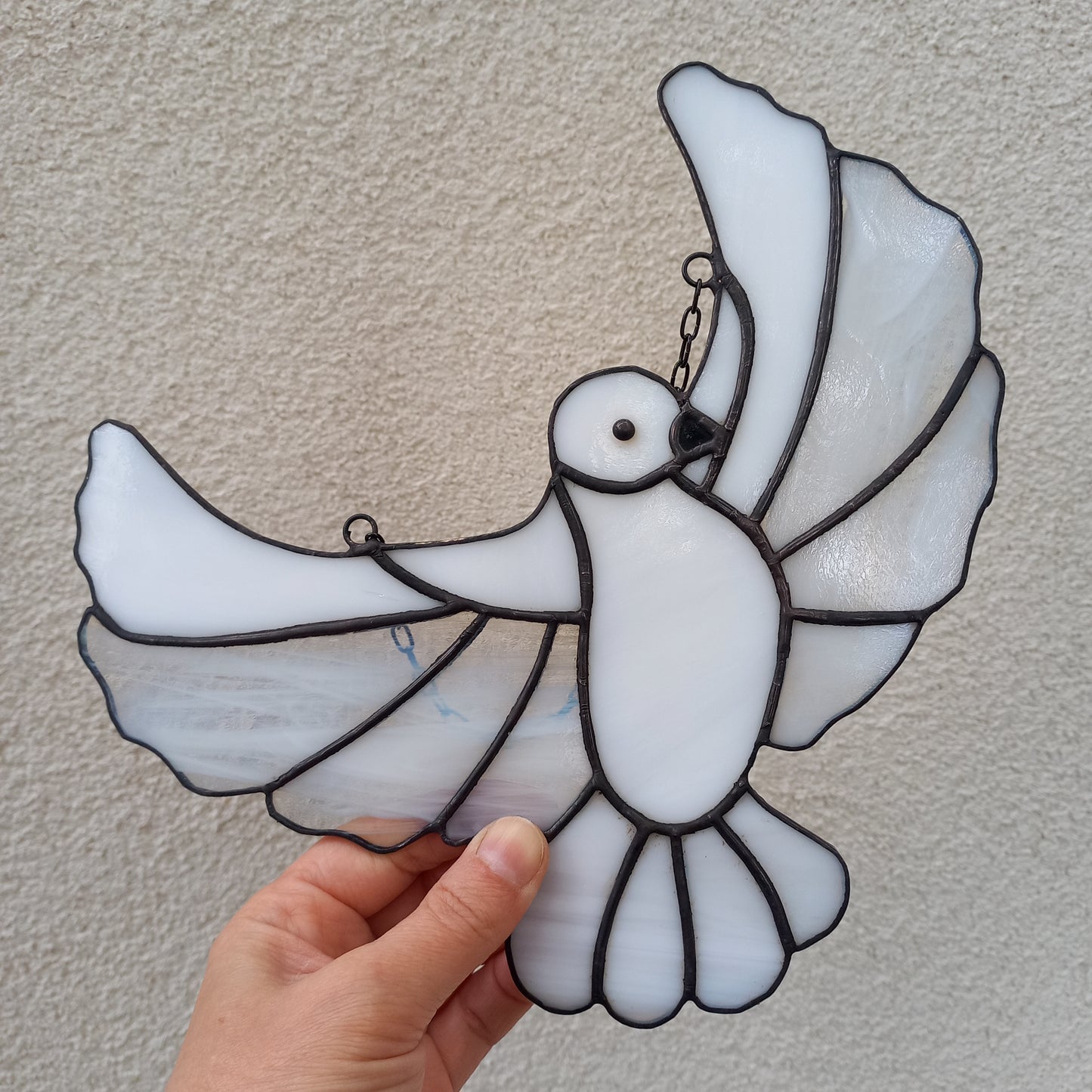 Flying White Dove Stained Glass Suncatcher