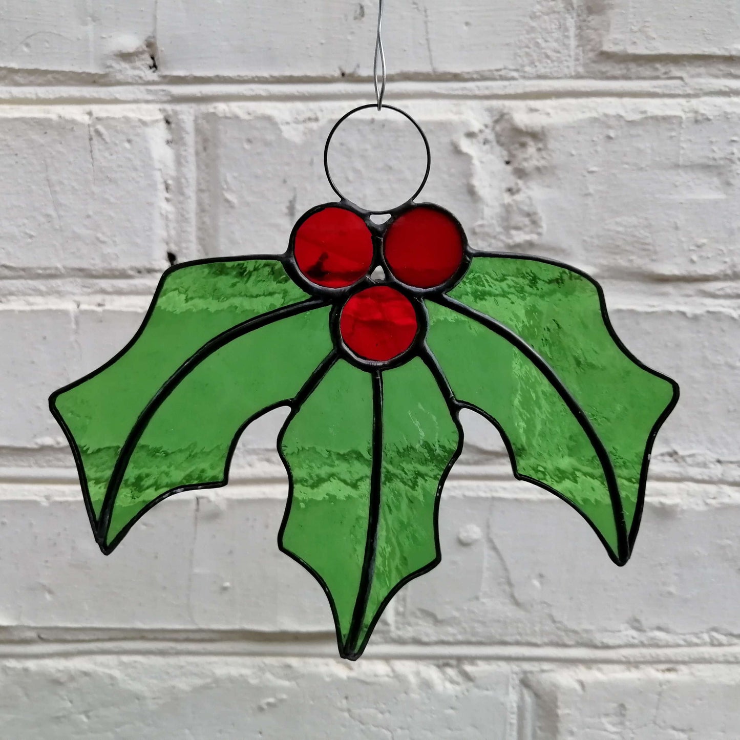 Stained Glass Holly Suncatcher
