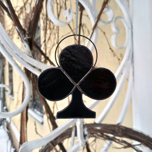 Club Symbol Playing Card Stained Glass Suncatcher