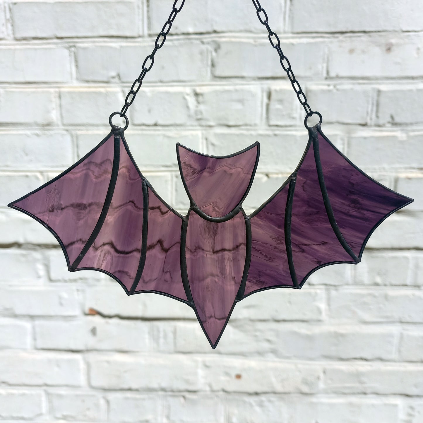 Stained Glass Bat Suncatcher Dark Purple