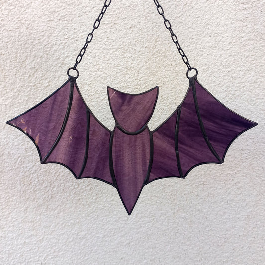 Stained Glass Bat Suncatcher Dark Purple