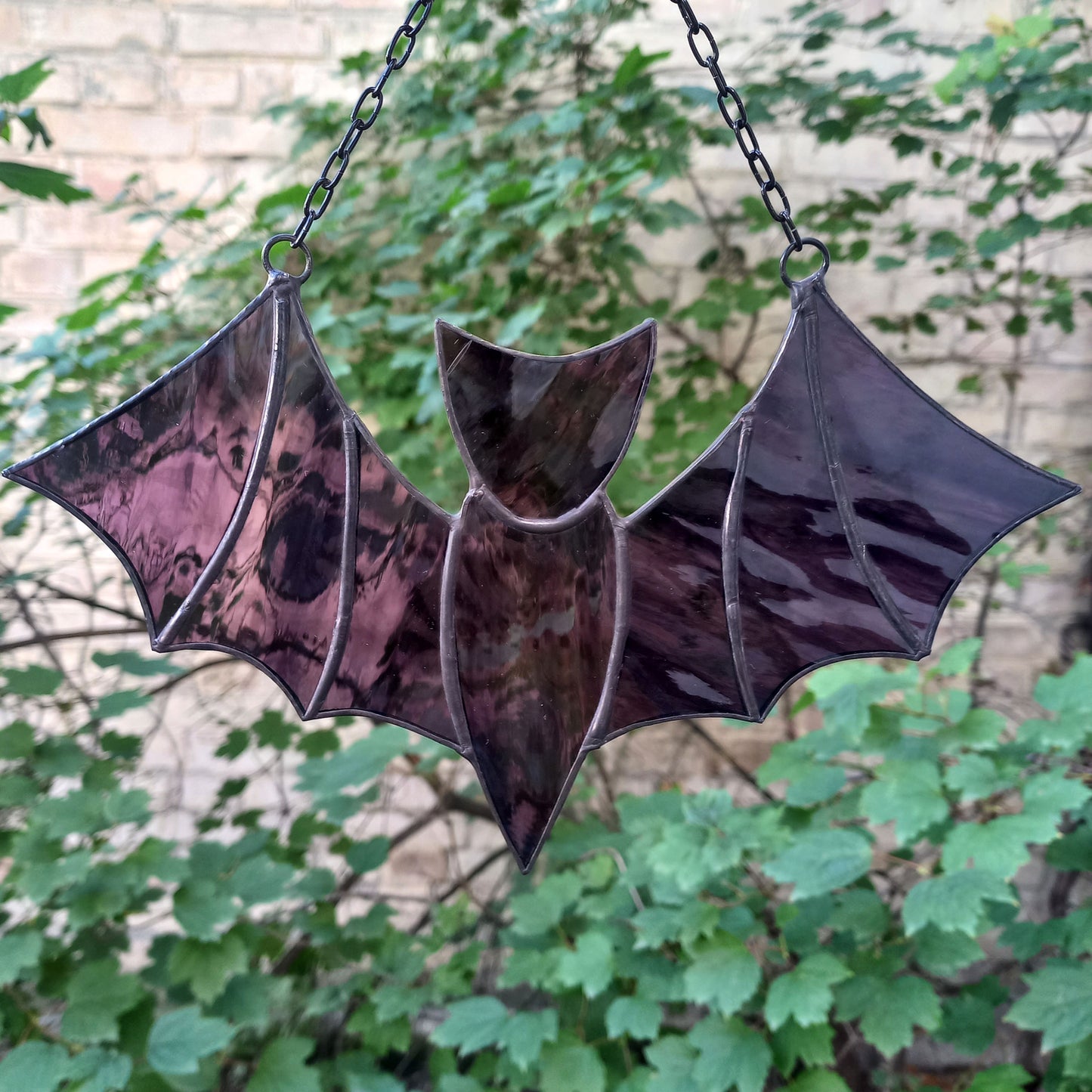 Stained Glass Bat Suncatcher Dark Purple