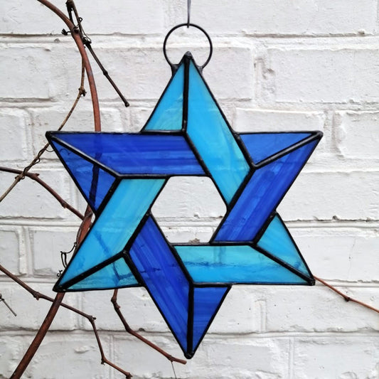 Jewish Star of David Stained Glass Suncatcher