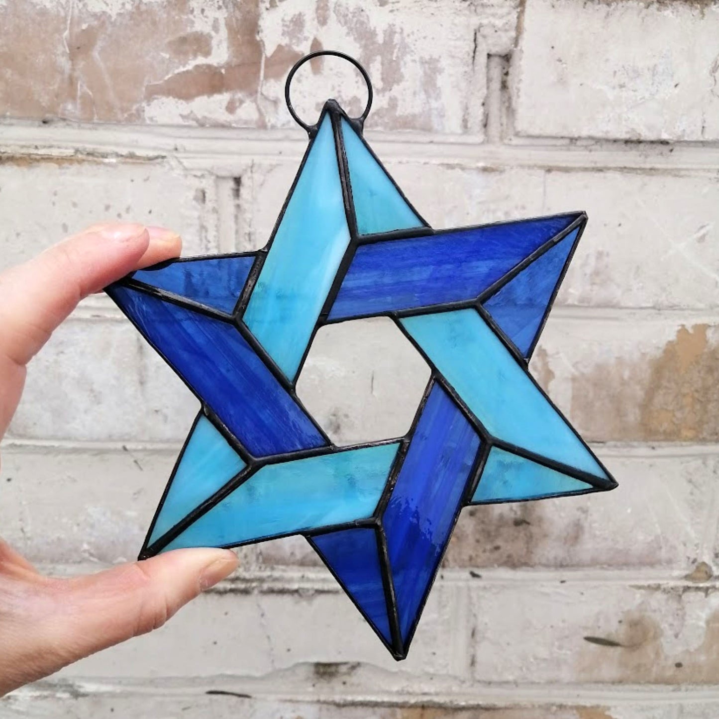 Jewish Star of David Stained Glass Suncatcher