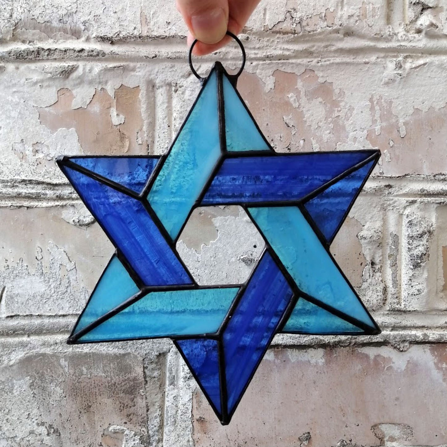 Jewish Star of David Stained Glass Suncatcher
