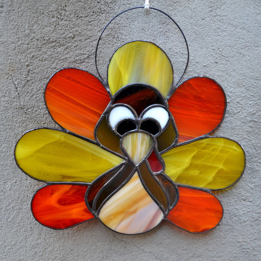 Cute Colorful Turkey Bird Stained Glass Suncatcher
