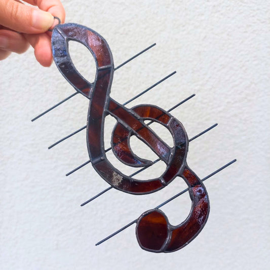Treble Clef Stained Glass Suncatcher Window Hanging