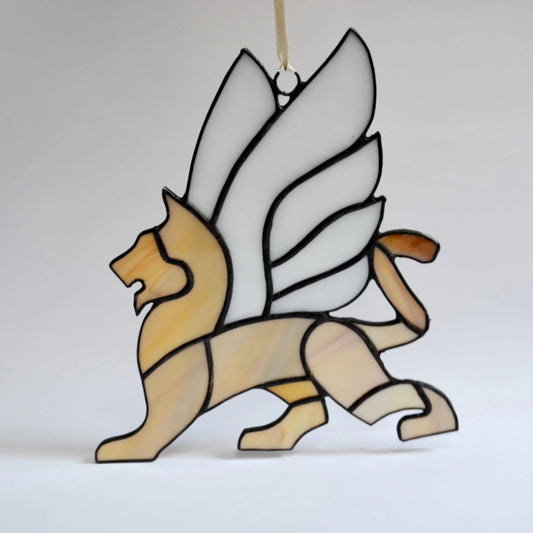 Winged Lion Stained Glass Suncatcher