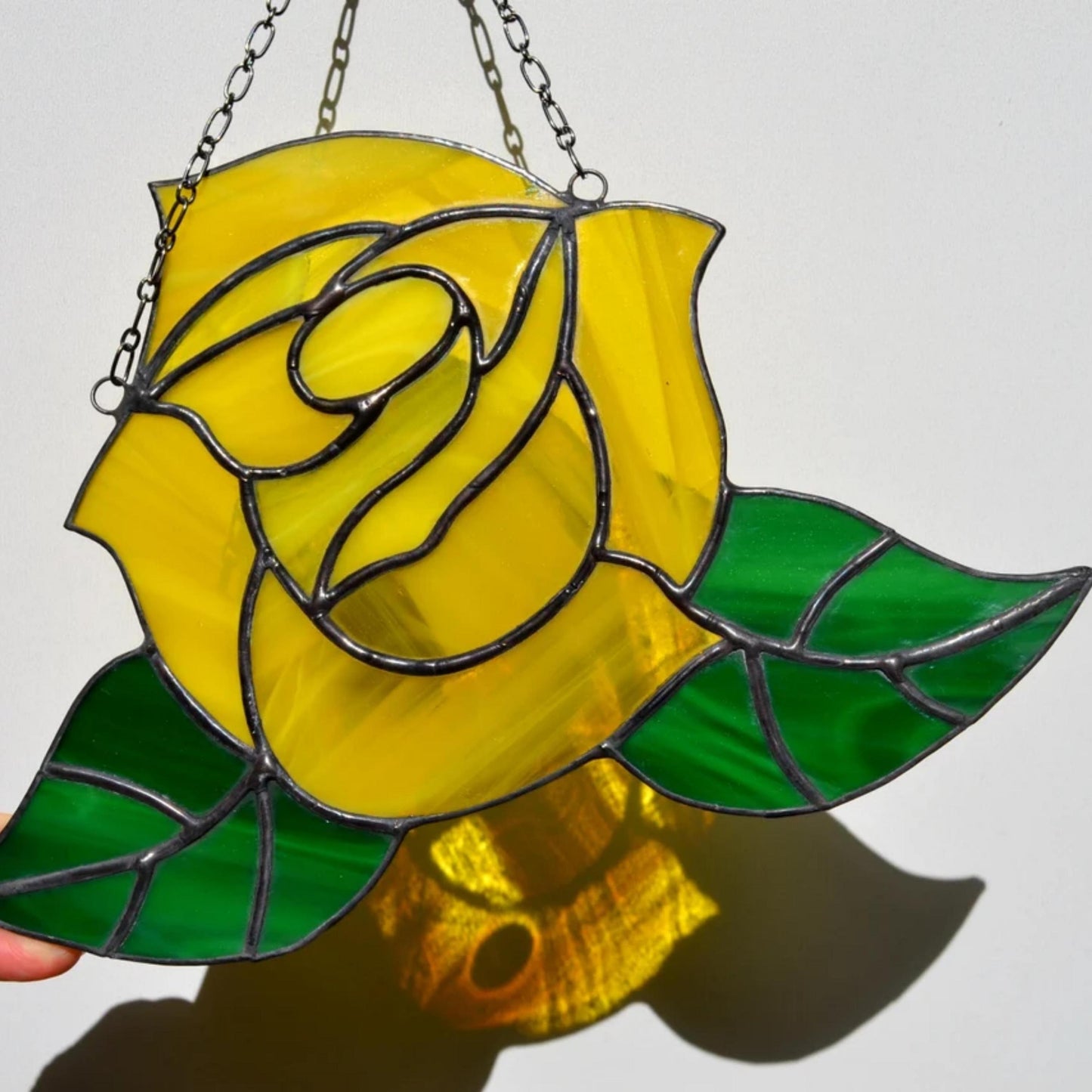 Yellow Rose Stained Glass Suncatcher