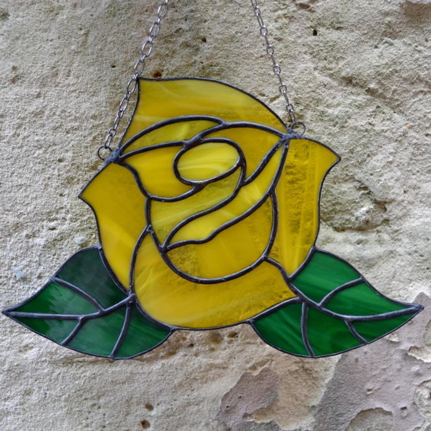 Yellow Rose Stained Glass Suncatcher