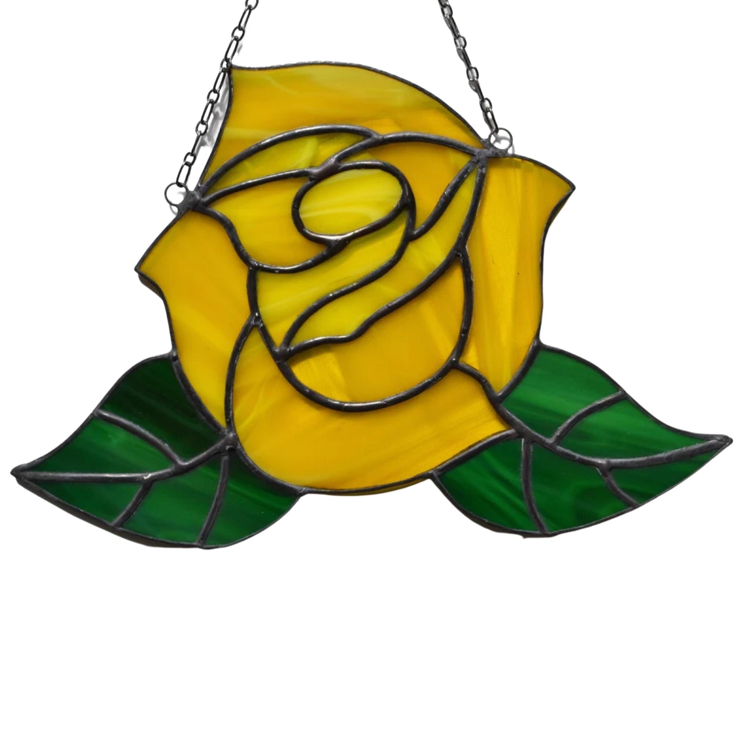 Yellow Rose Stained Glass Suncatcher