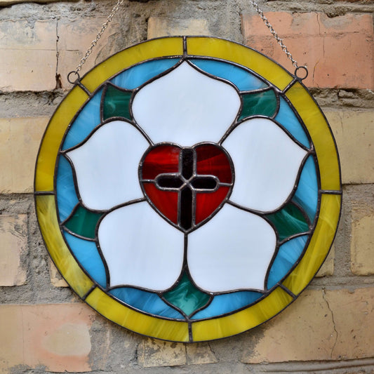 Luther Rose Stained Glass Panel