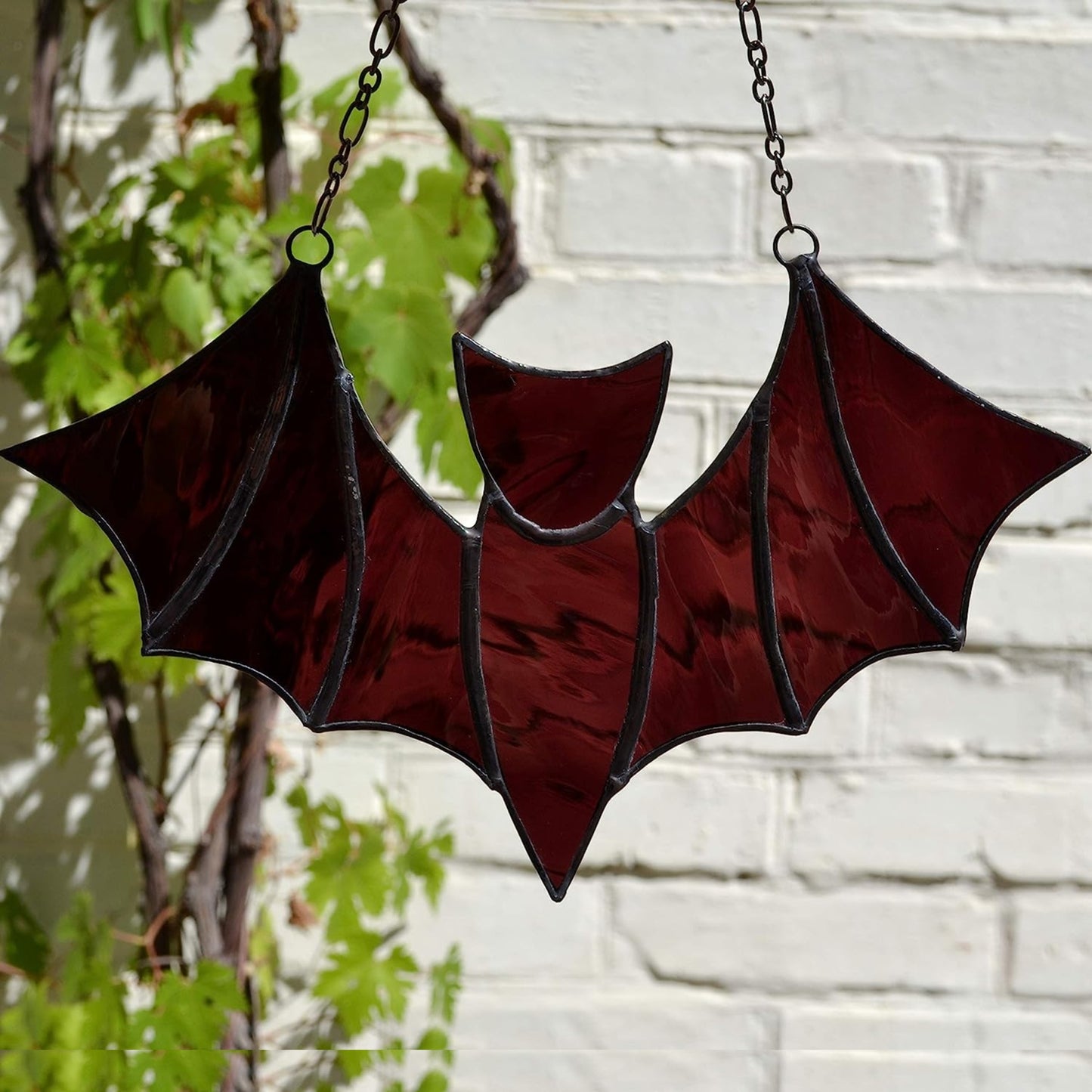 Stained Glass Bat Suncatcher Dark Purple