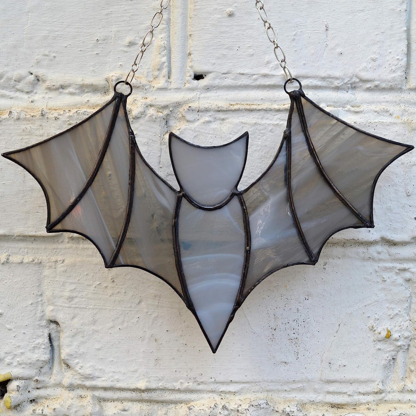 Stained Glass Bat Suncatcher Gray