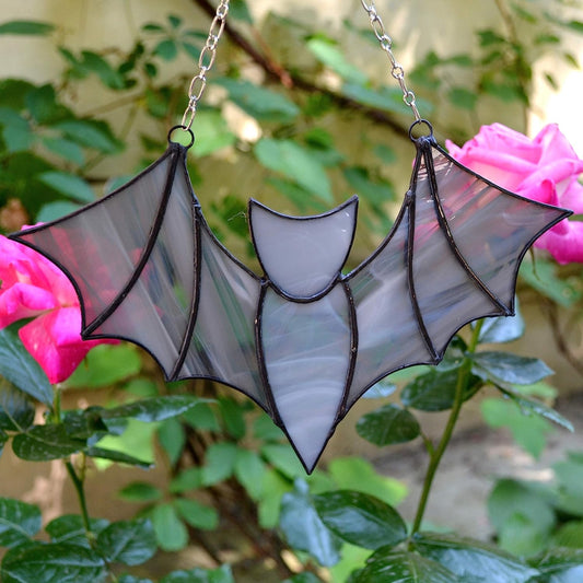 Stained Glass Bat Suncatcher Gray