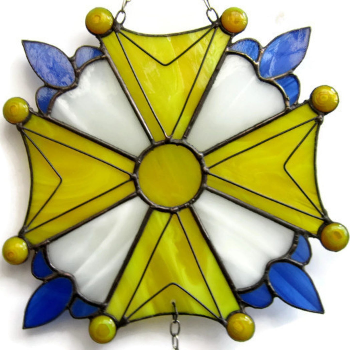 Huguenot Cross Stained Glass Panel