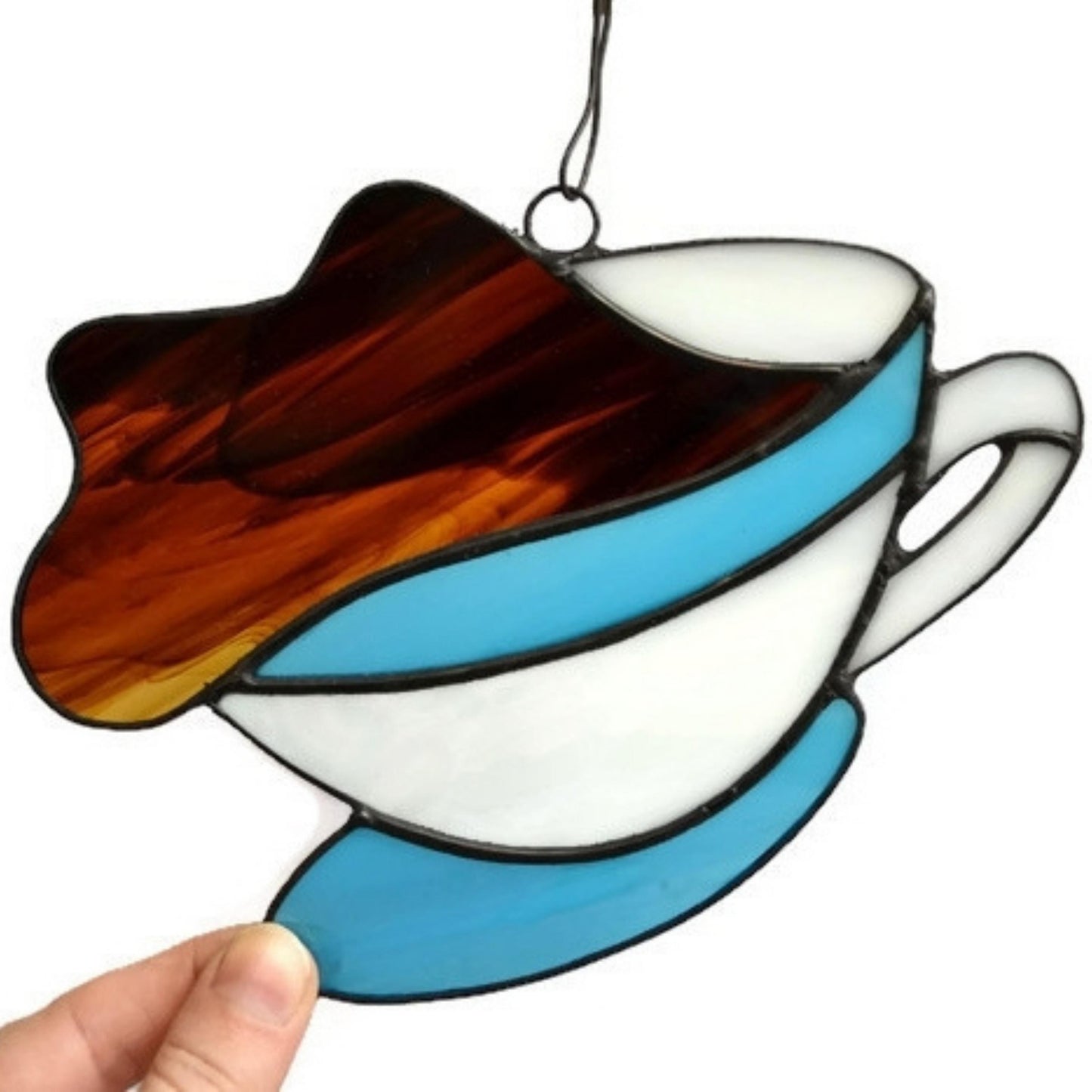 Stained Glass Coffee Cup Suncatcher