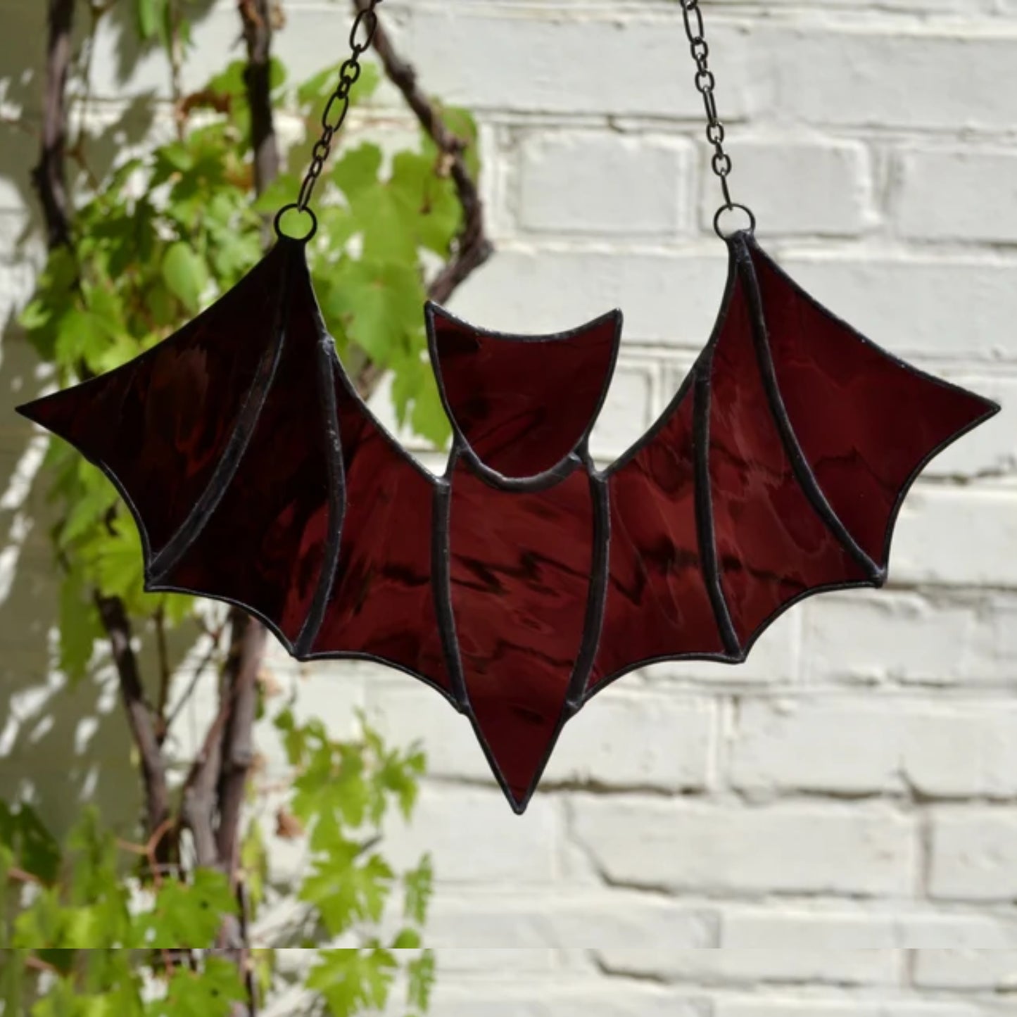 Stained Glass Bat Suncatcher Dark Purple