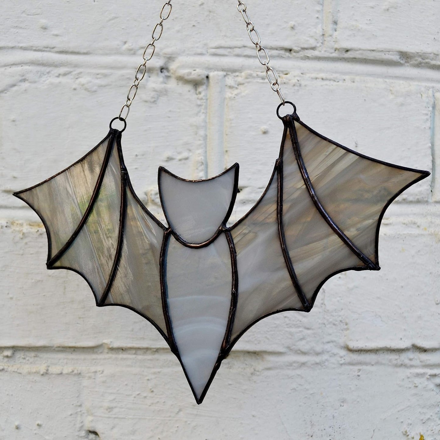 Stained Glass Bat Suncatcher Gray