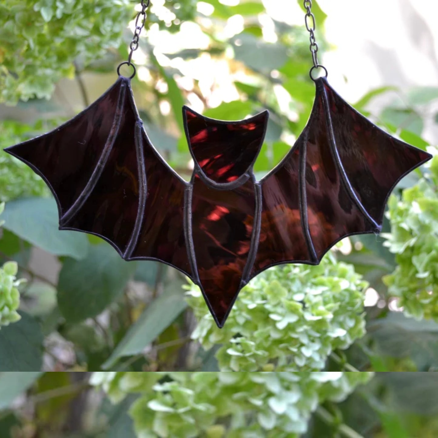 Stained Glass Bat Suncatcher Dark Purple