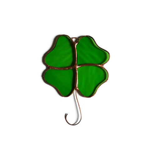 Good Luck 4 Leaf Clover Stained Glass Suncatcher