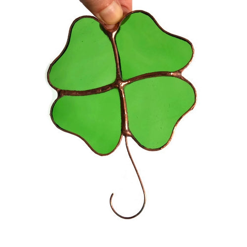 Good Luck 4 Leaf Clover Stained Glass Suncatcher