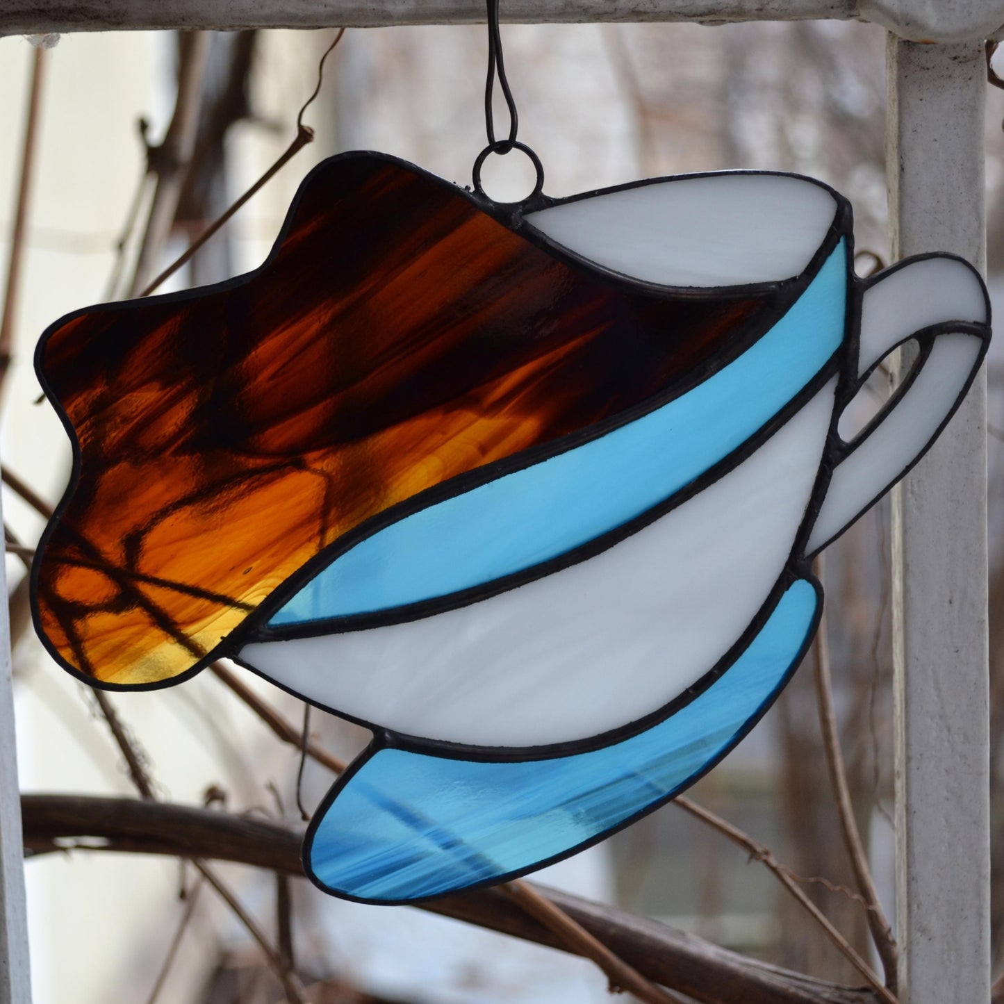 Stained Glass Coffee Cup Suncatcher