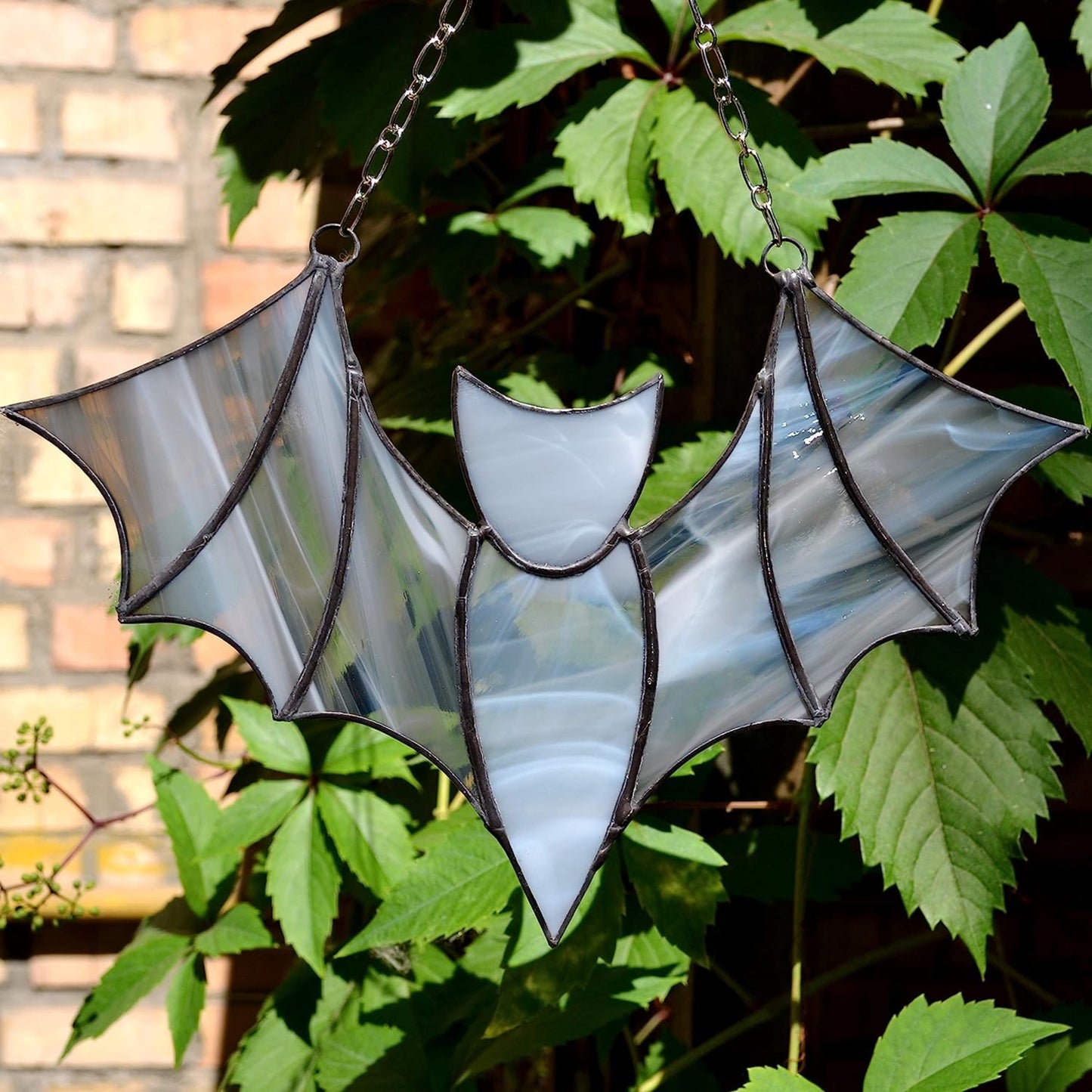 Stained Glass Bat Suncatcher Gray