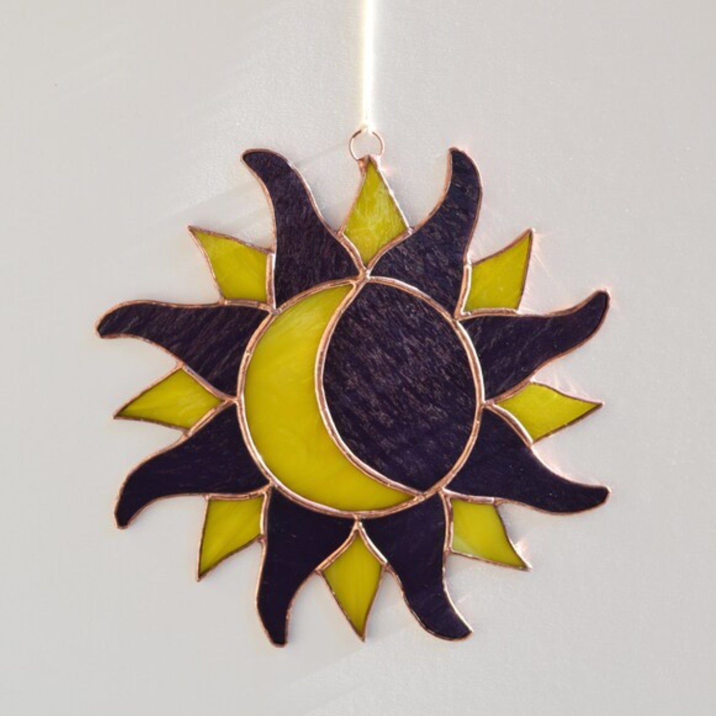 Purple Stained Glass Sun and Moon Suncatcher