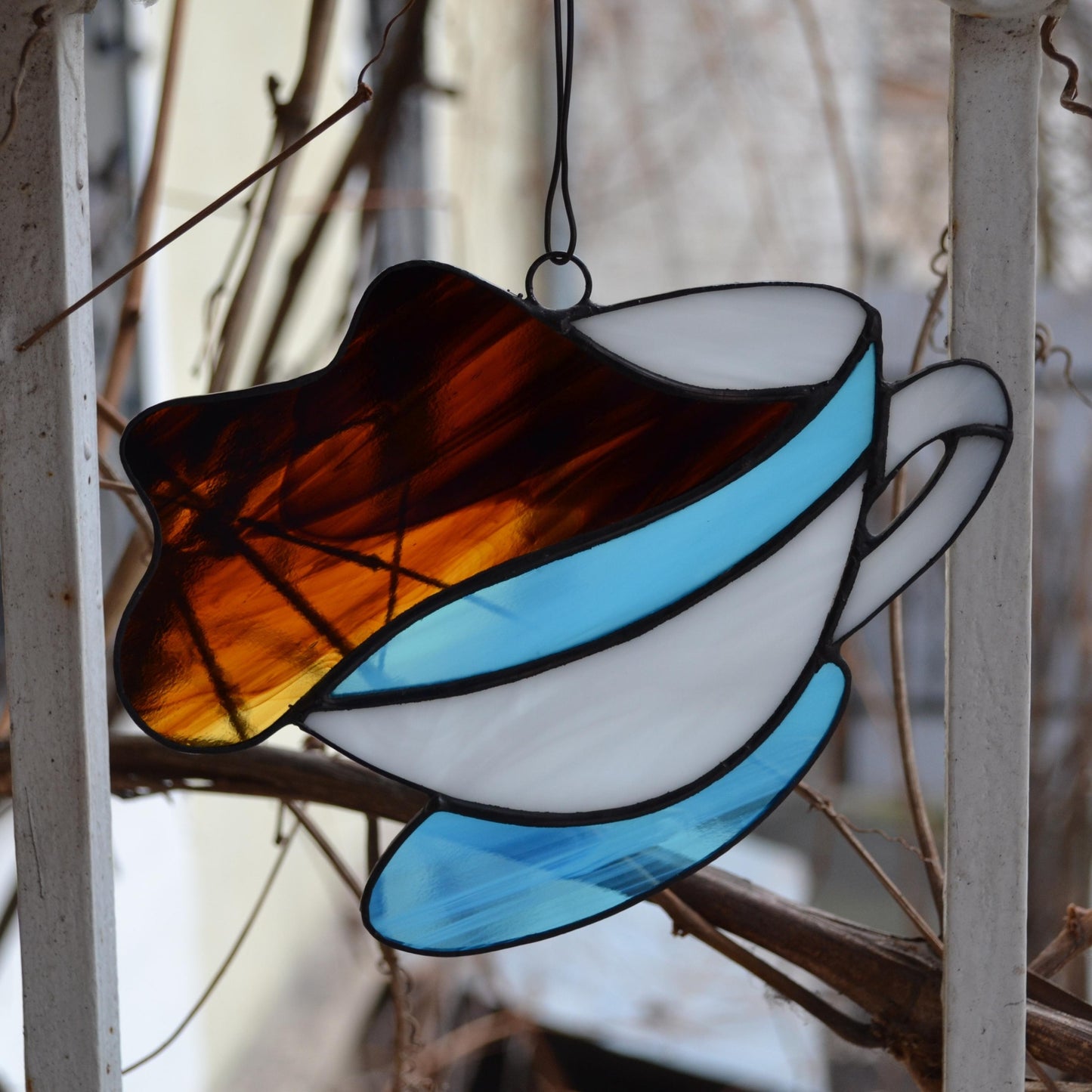 Stained Glass Coffee Cup Suncatcher