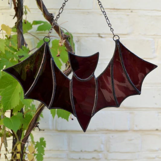 Stained Glass Bat Suncatcher Dark Purple