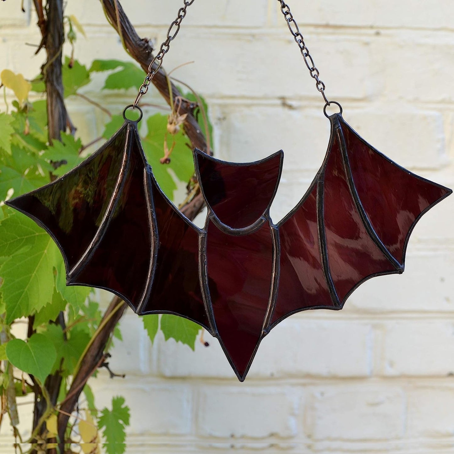 Stained Glass Bat Suncatcher Dark Purple