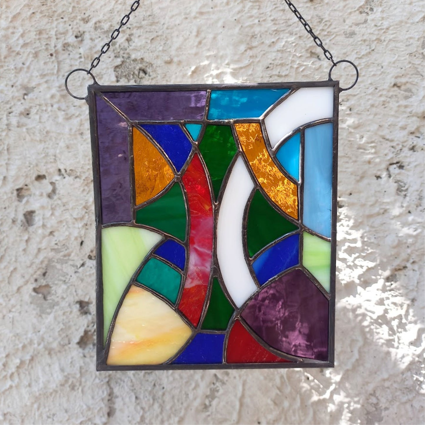 Modern Abstract Mosaic Stained Glass Panel