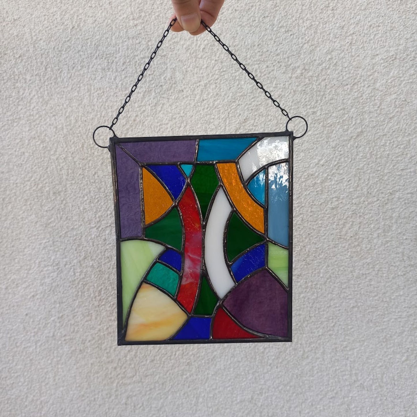 Modern Abstract Mosaic Stained Glass Panel