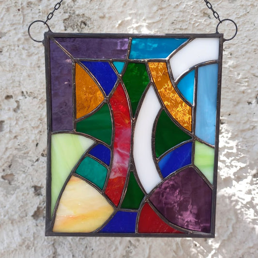 Modern Abstract Mosaic Stained Glass Panel