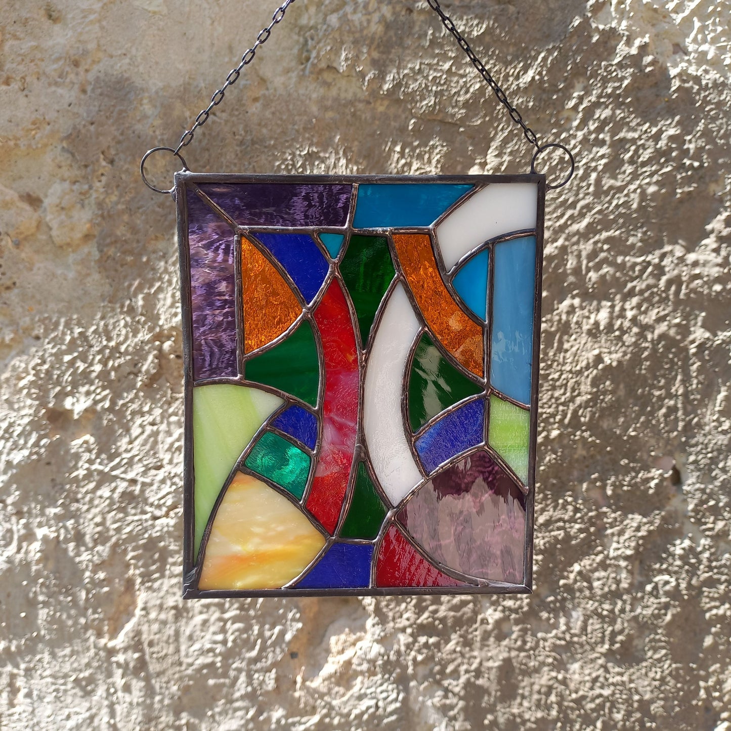 Modern Abstract Mosaic Stained Glass Panel