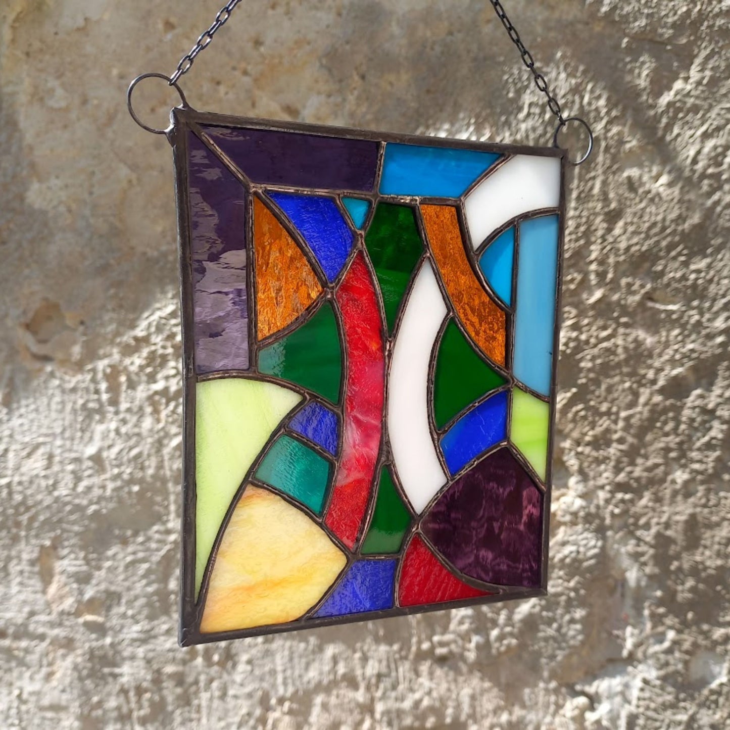 Modern Abstract Mosaic Stained Glass Panel