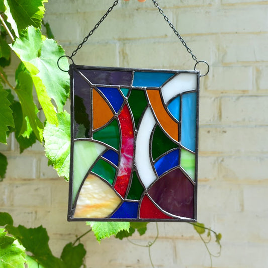 Modern Abstract Mosaic Stained Glass Panel