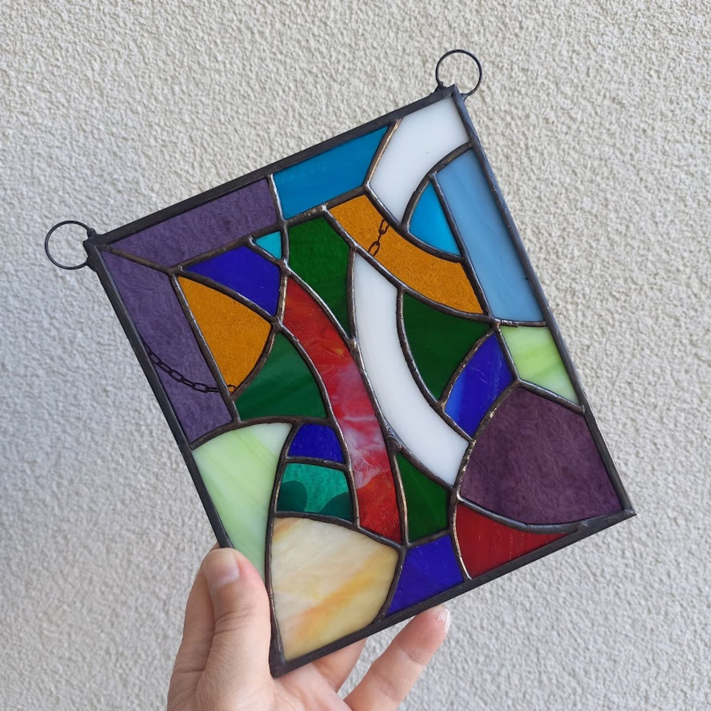 Modern Abstract Mosaic Stained Glass Panel