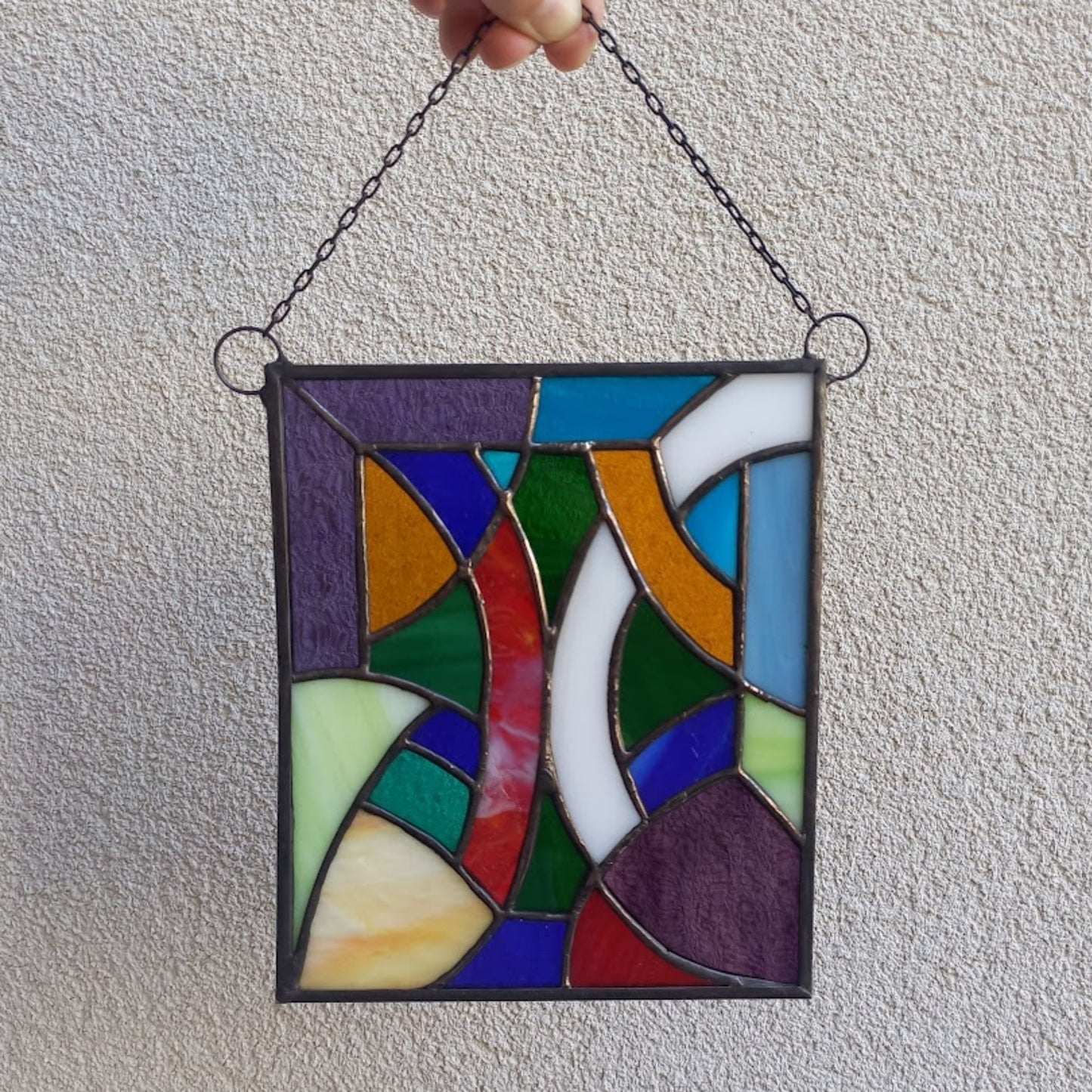 Modern Abstract Mosaic Stained Glass Panel